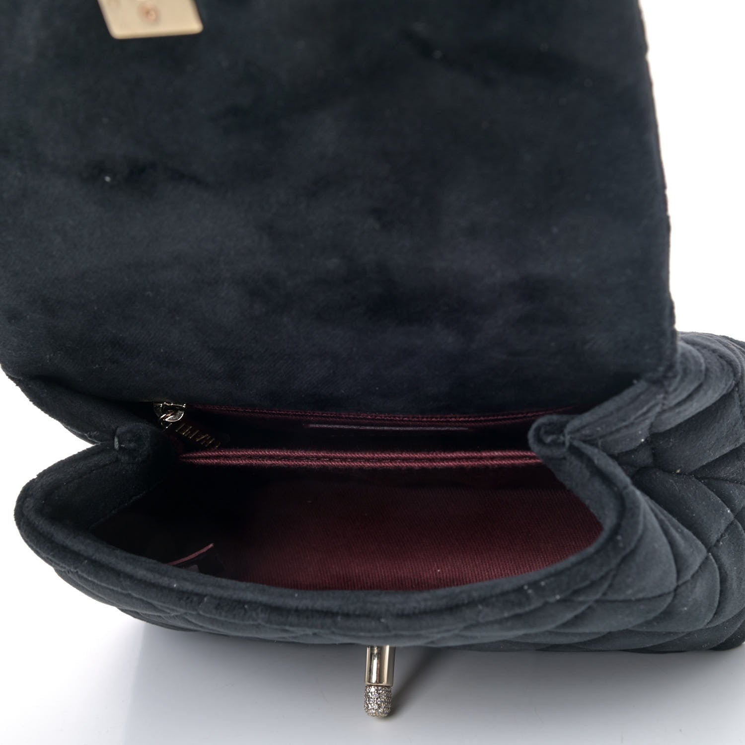 Chanel Velvet Crystal Quilted Extra Mini Coco Handle Flap Black 4 of 4