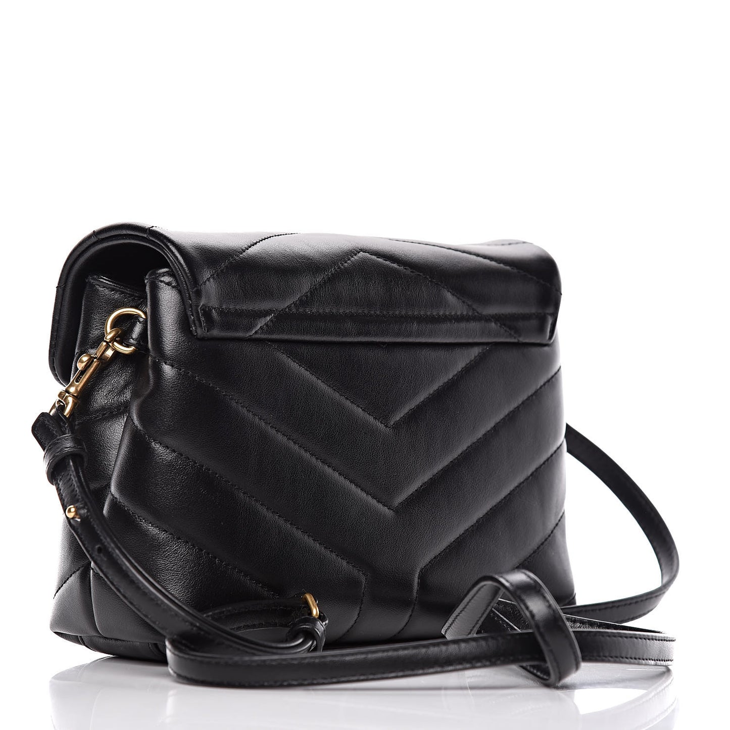 Calfskin Y Quilted Monogram Toy Loulou Crossbody Bag Black