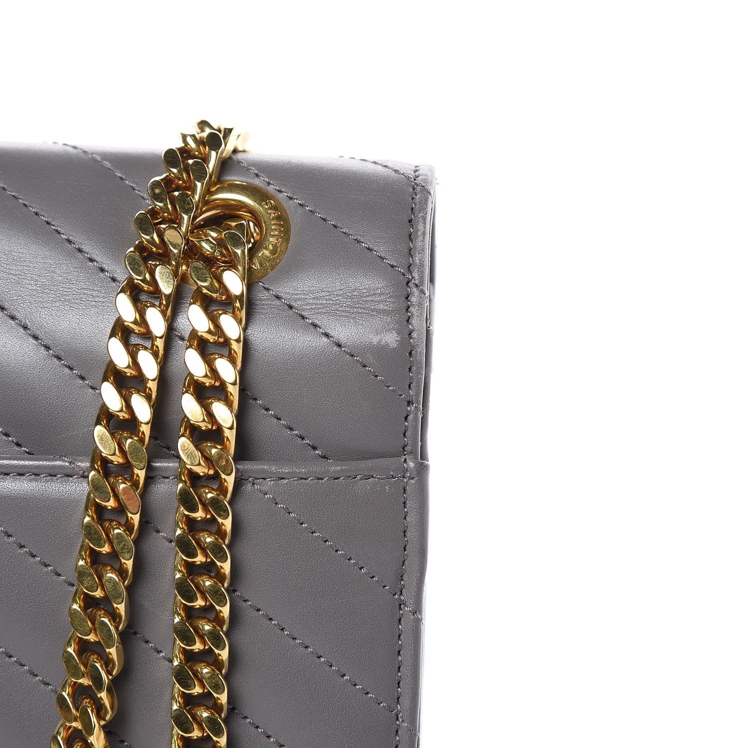 Saint Laurent Smooth Calfskin Matelasse Large Monogram Satchel Fog 13 of 15