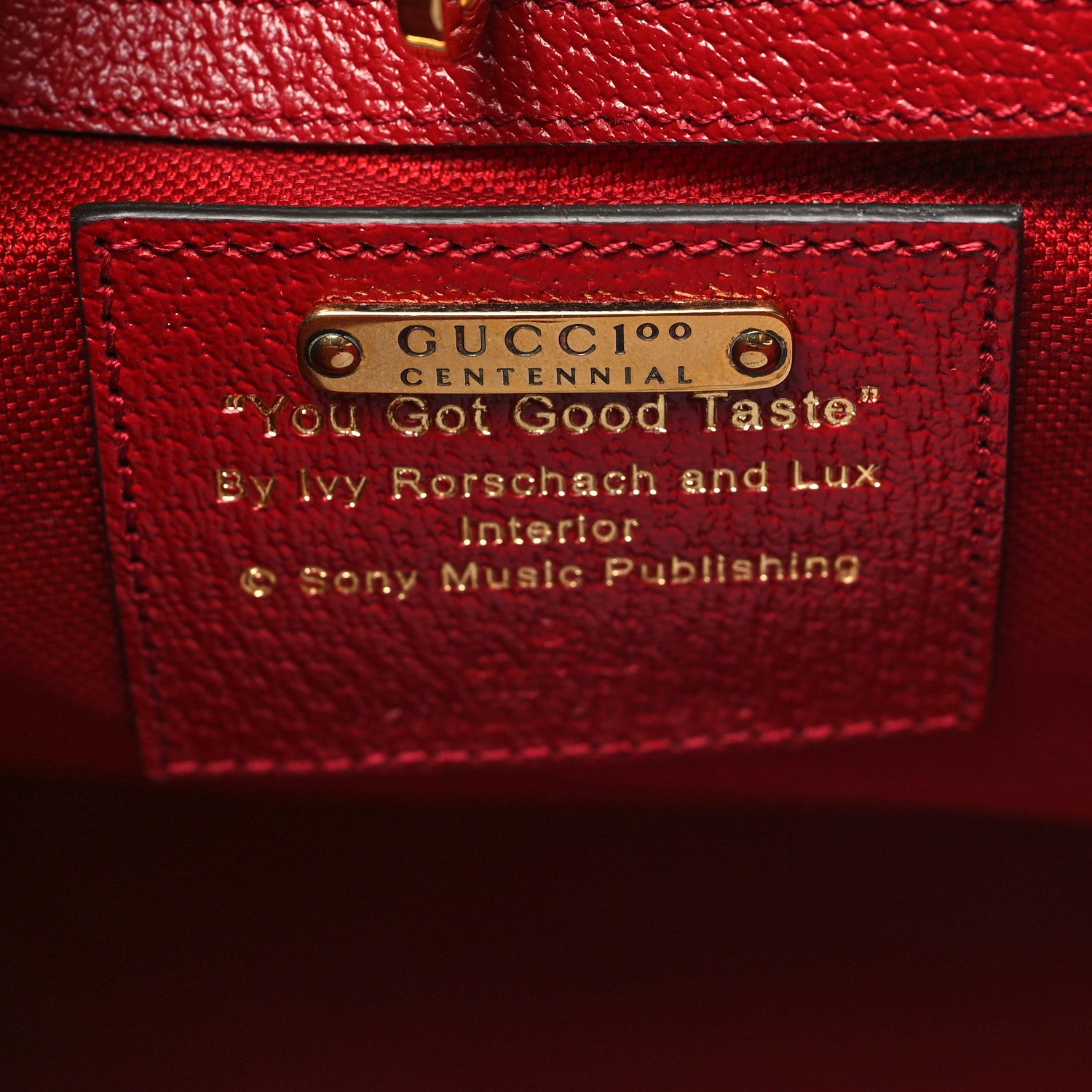 Gucci Canvas Jacquard Calfskin 100 Centennial Music Small Tote Bag Ivory Red 6 of 10