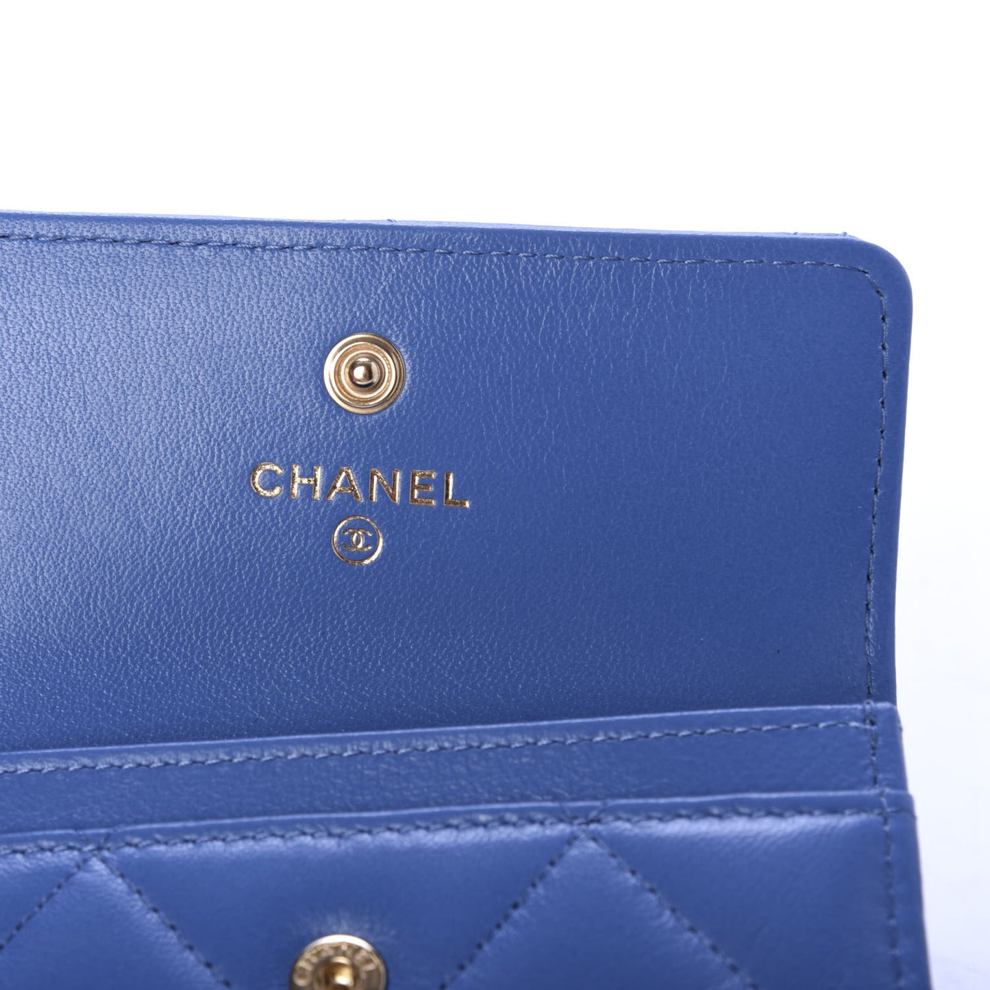 Lambskin Quilted 19 Flap Card Holder Light Blue
