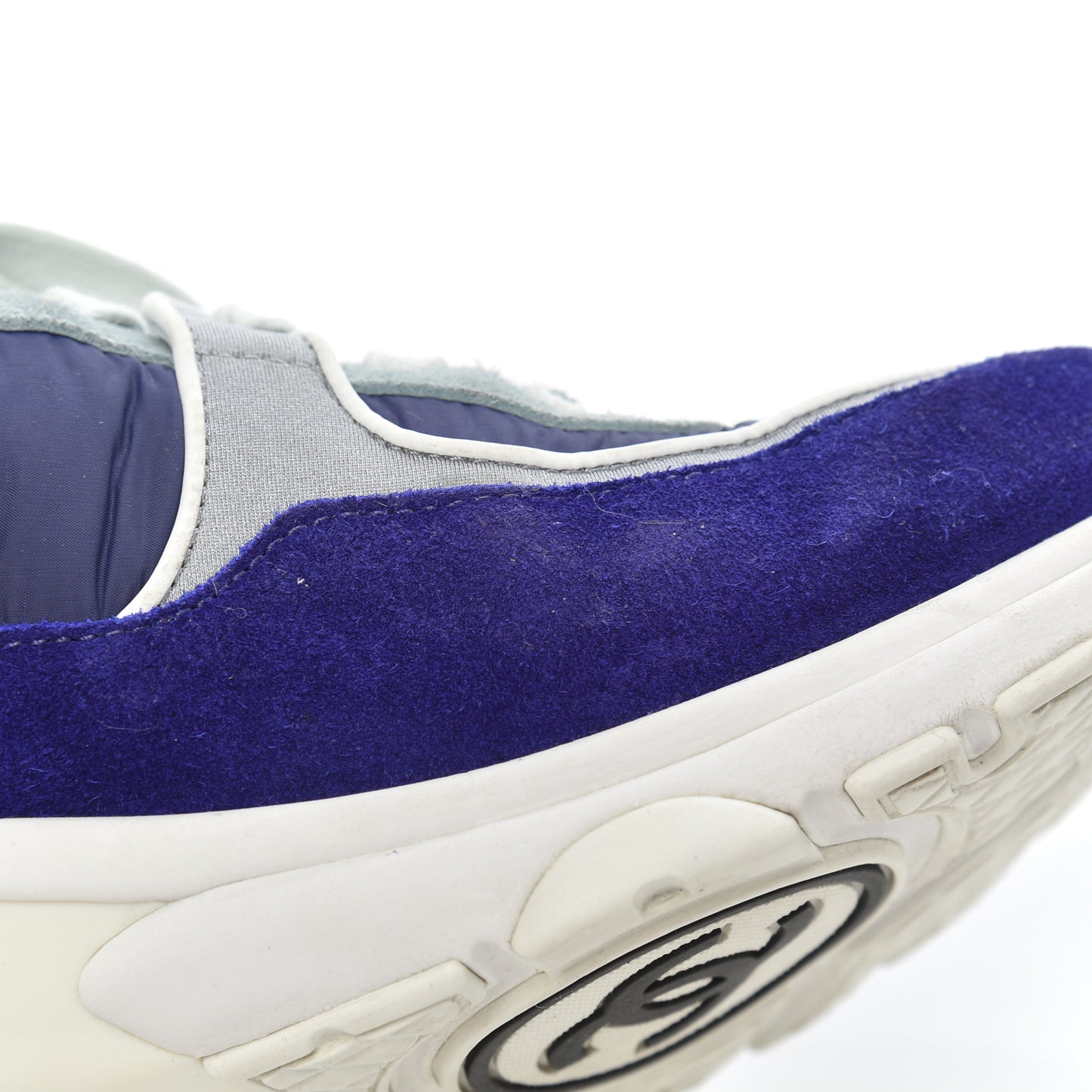 Nylon Lambskin Suede Calfskin Womens Logo Sneakers 39 Blue Coral
