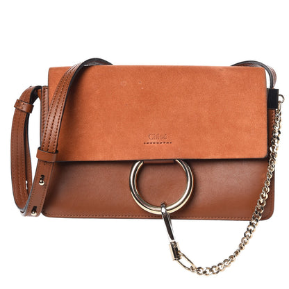 Chloe Suede Calfskin Small Faye Shoulder Bag Tobacco 1 of 8