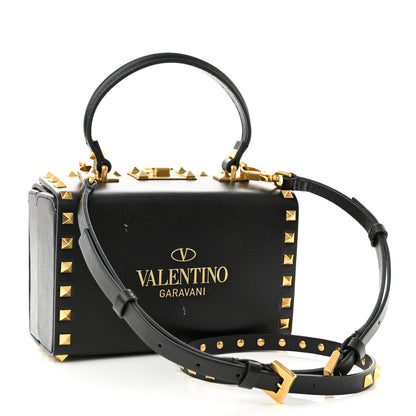 Valentino Garavani Grainy Calfskin Rockstud Alcove Box Top-Handle Bag Black 3 of 11