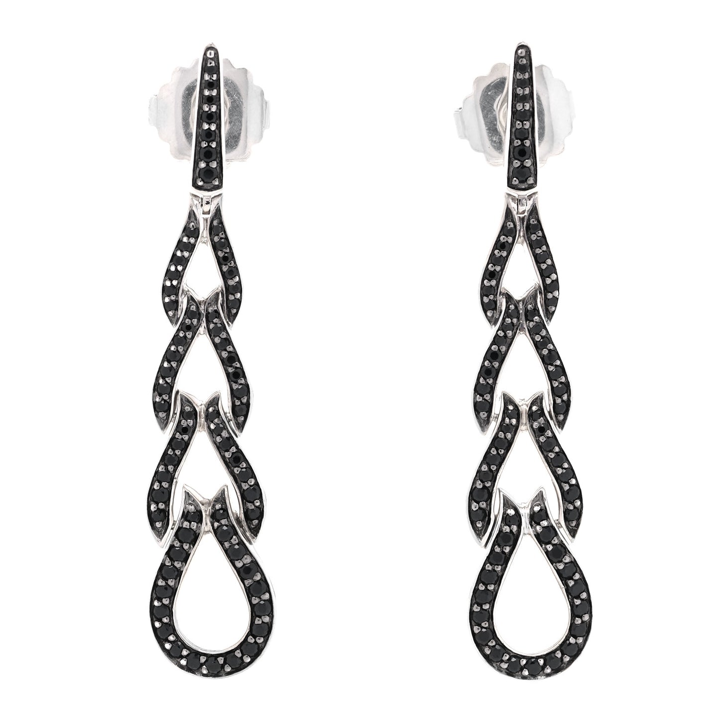 Sterling Silver Black Sapphire Classic Chain Drop Earrings
