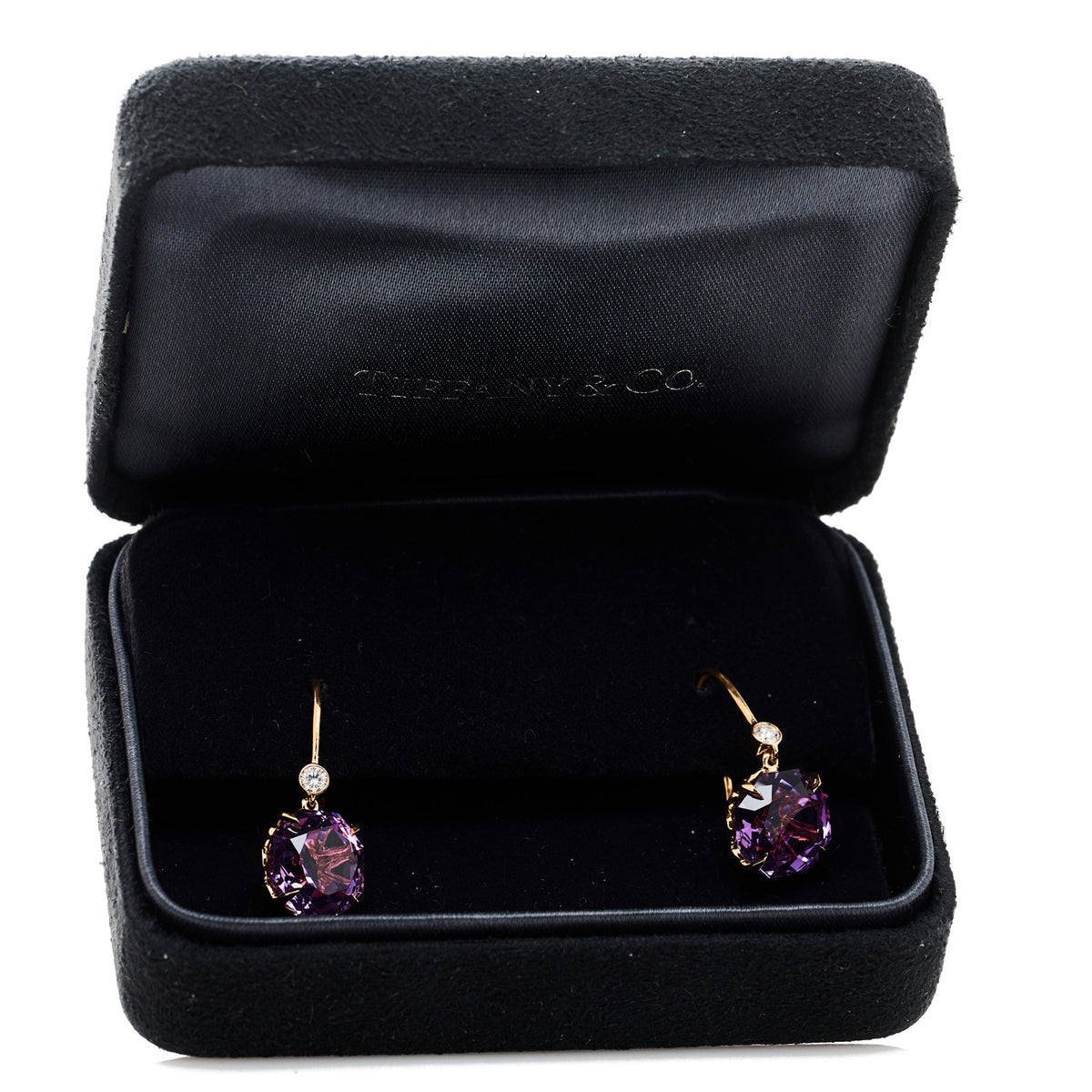 18K Rose Gold Diamond Amethyst Sparklers Drop Earrings