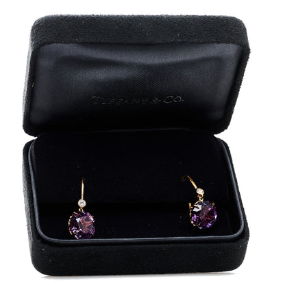 Tiffany 18K Rose Gold Diamond Amethyst Sparklers Drop Earrings 5 of 5
