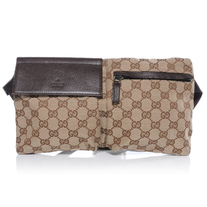 Gucci GG Monogram Web Double Pocket Belt Bag Ebony 1 of 9