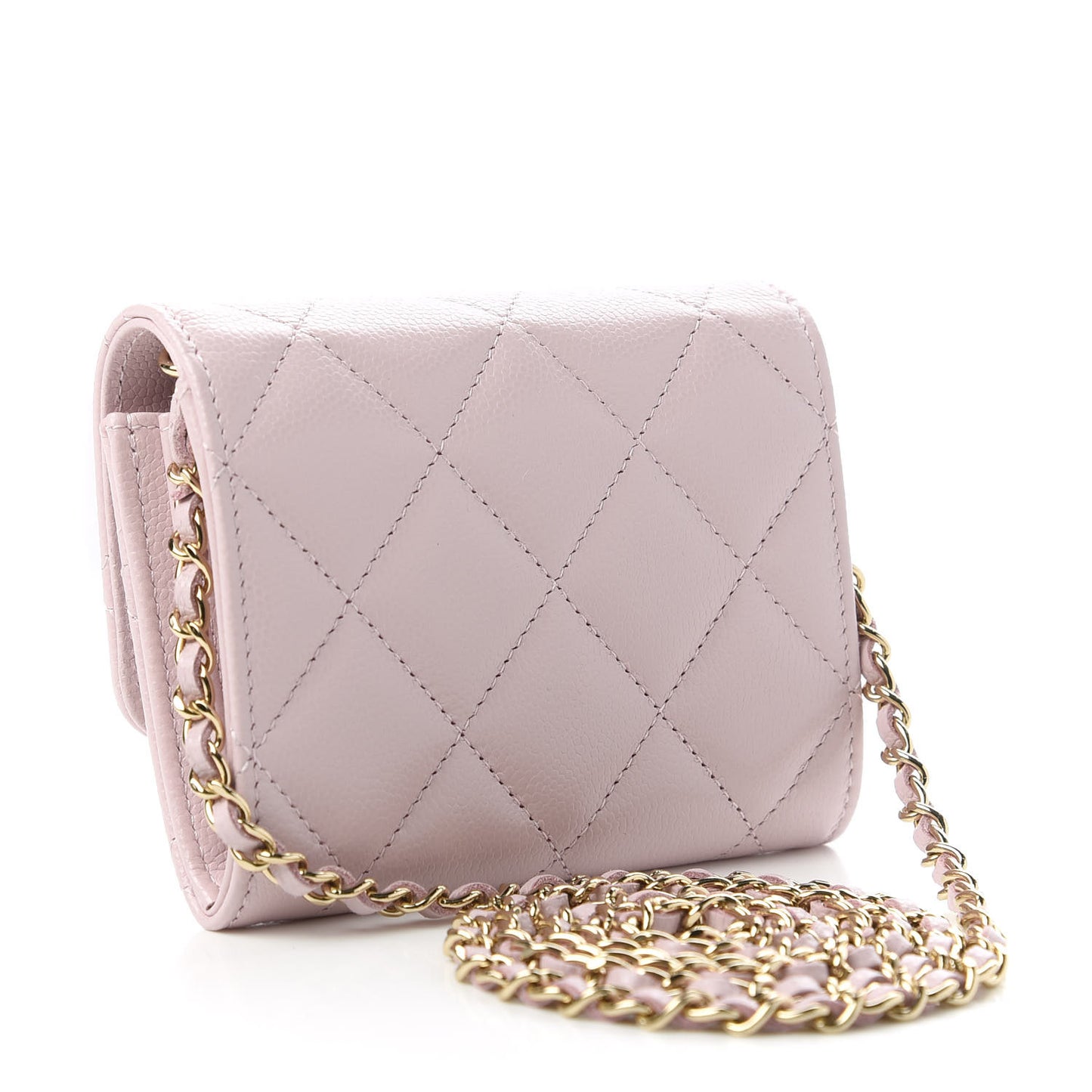 Caviar Quilted Coco Candy Card Holder On Chain Light Pink