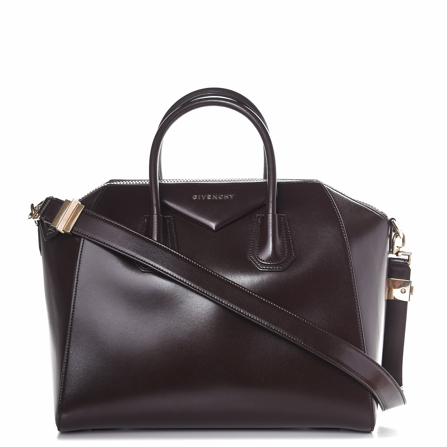Givenchy Shiny Lord Calfskin Medium Antigona Dark Brown 1 of 8