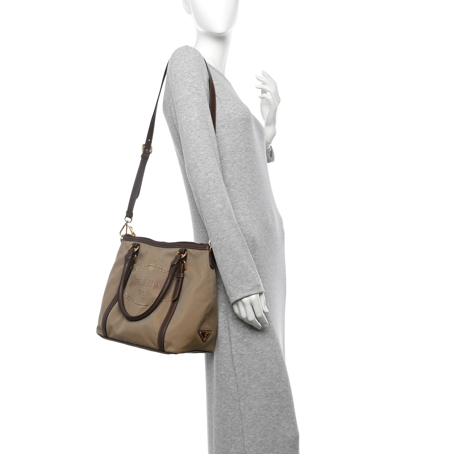 Prada Jacquard Logo Tote Corda Bruciato 2 of 13