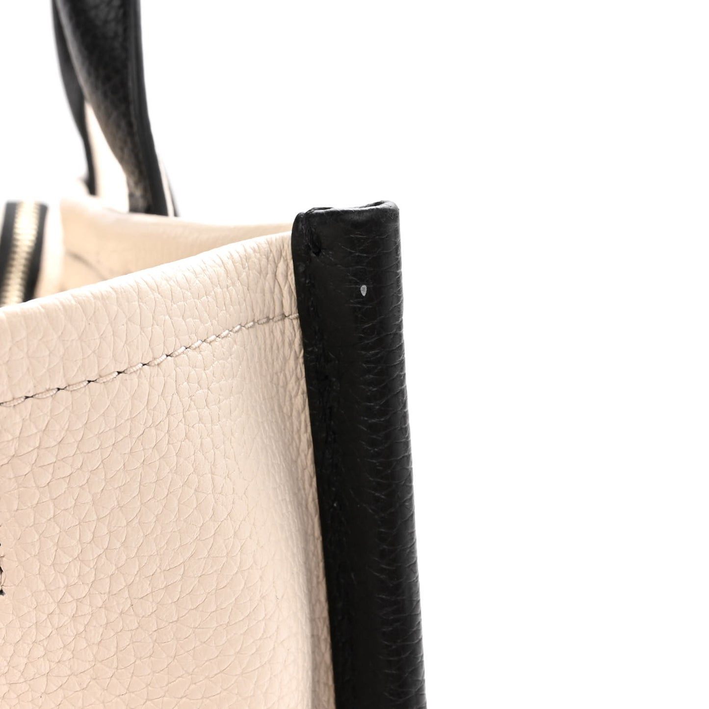 Grained Calfskin Small The Tote Bag Ivory Black