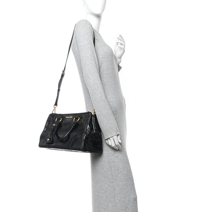 Miu Miu Vitello Shine Top Handle Satchel Black 3 of 19