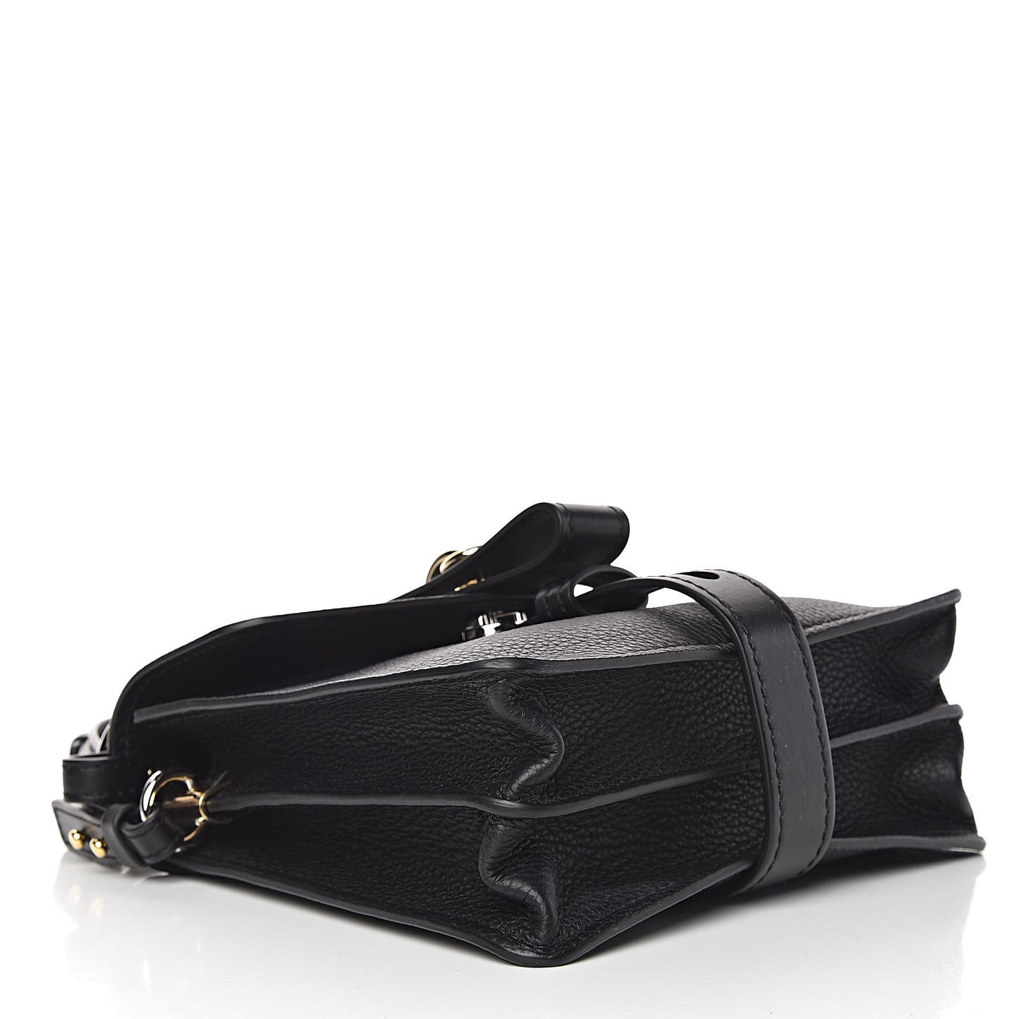 Shiny Grained Calfskin Small Aby Day Shoulder Bag Black