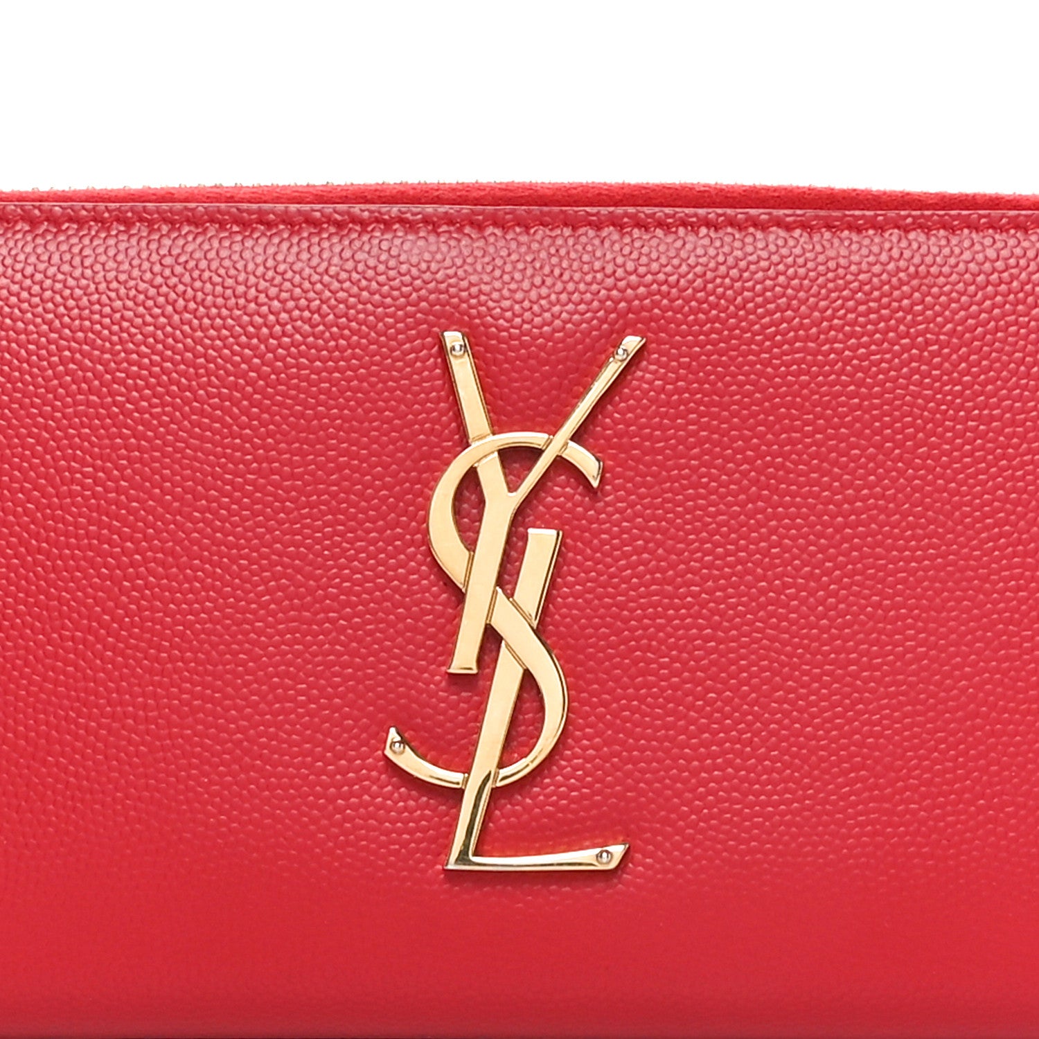 Saint Laurent Grain De Poudre Matelasse Chevron Monogram Zip Around Wallet Red 8 of 10