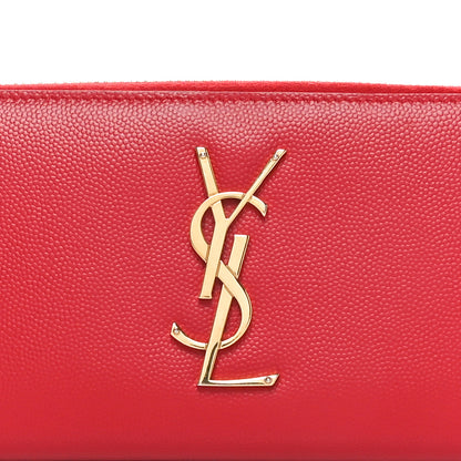 Saint Laurent Grain De Poudre Matelasse Chevron Monogram Zip Around Wallet Red 8 of 10