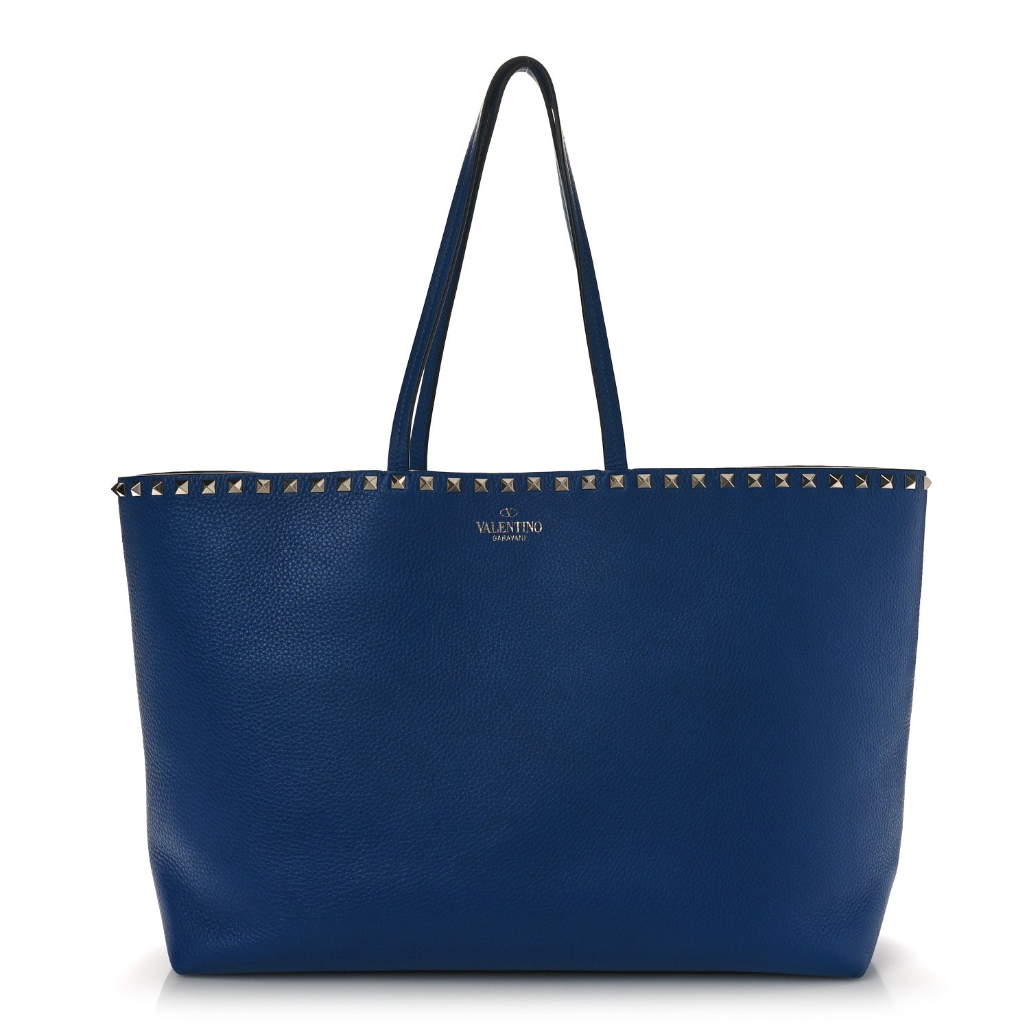 Valentino Garavani Grained Calfskin Rockstud Shoulder Tote Baltique 1 of 8