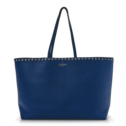 Valentino Garavani Grained Calfskin Rockstud Shoulder Tote Baltique 1 of 8