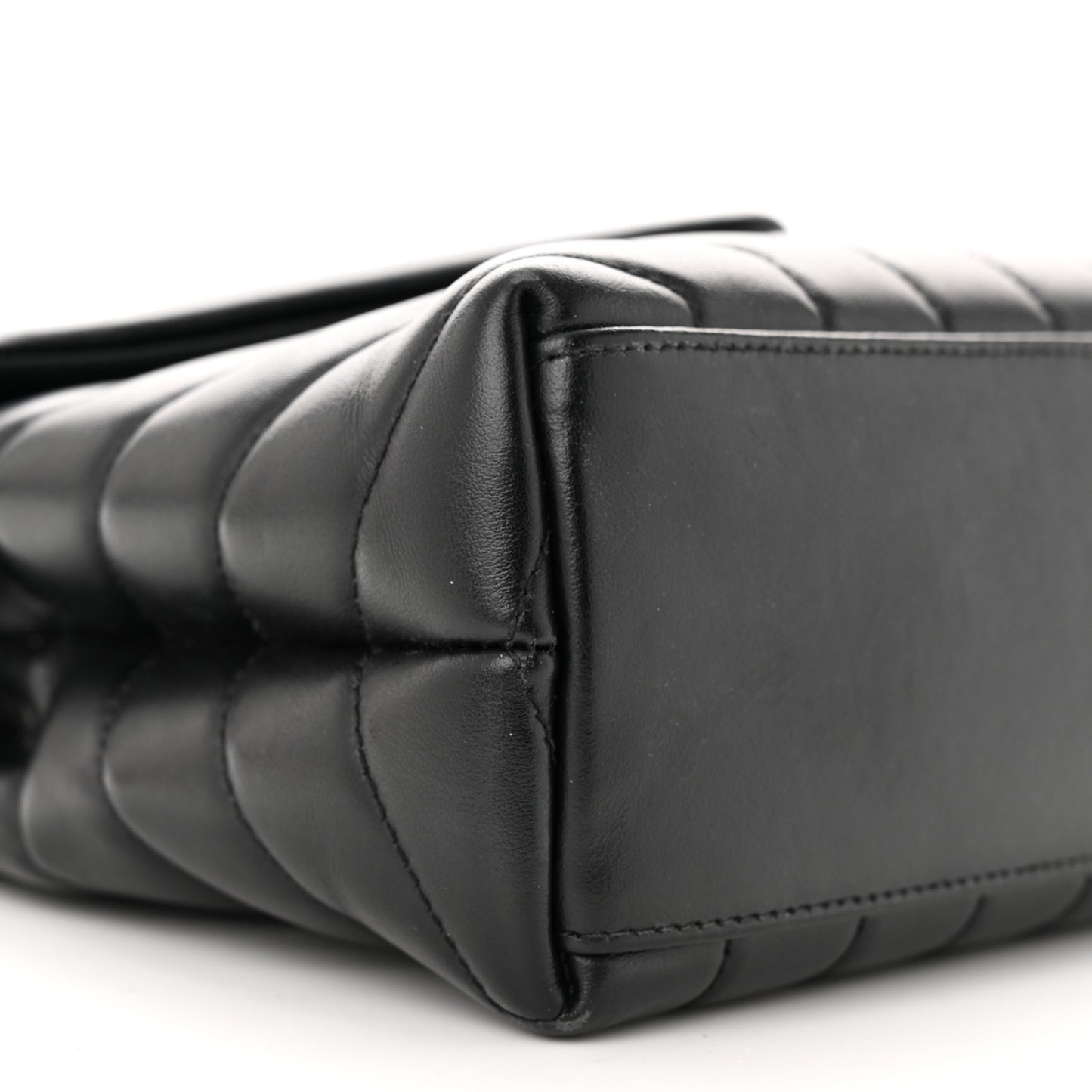 Calfskin Y Quilted Monogram Monochrome Small Loulou Chain Satchel Black
