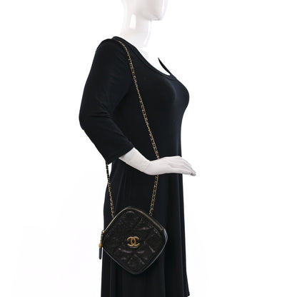Chanel Caviar Quilted Diamond Clutch With Chain Black 2 of 9