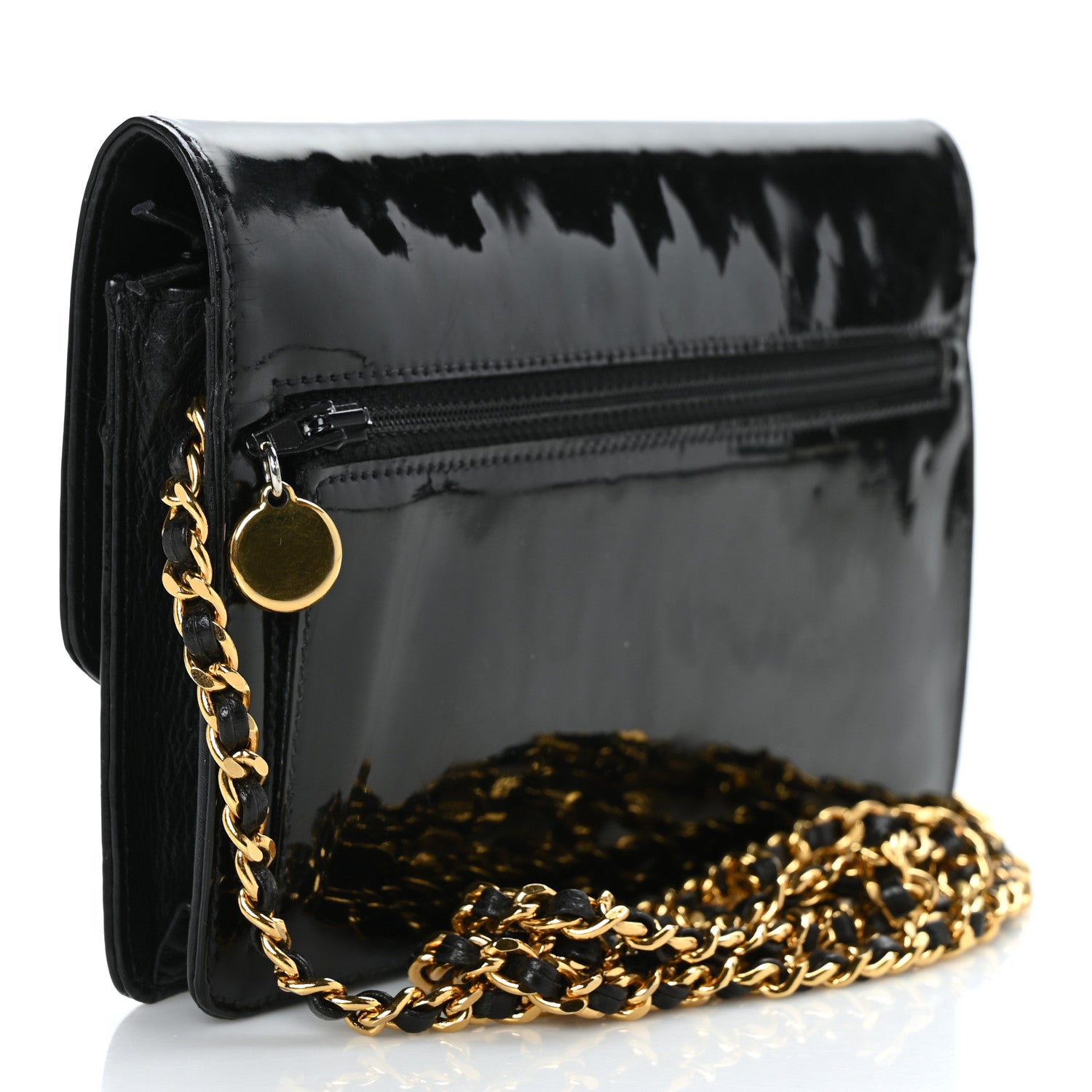 Chanel Patent Timeless CC Wallet On Chain WOC Black 2 of 8