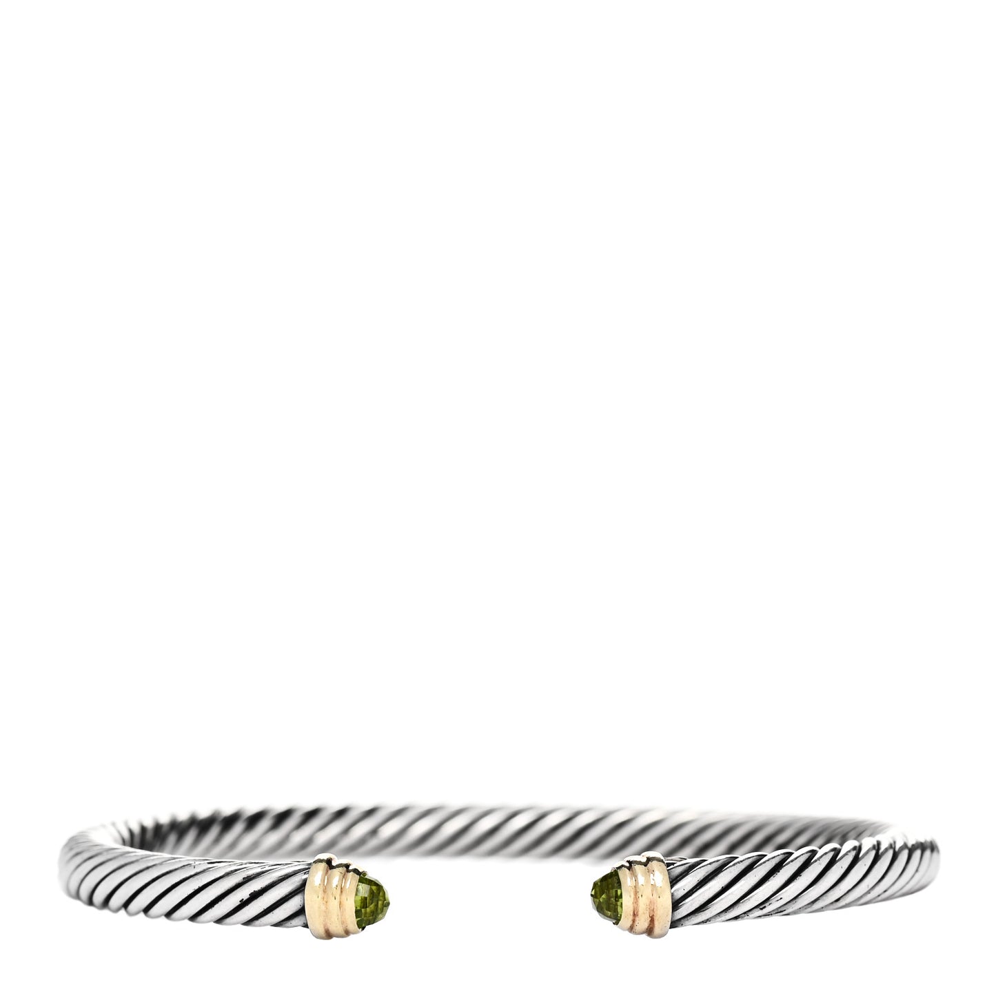 Sterling Silver 14K Yellow Gold Peridot 5mm Cable Classics Petite Color Bracelet