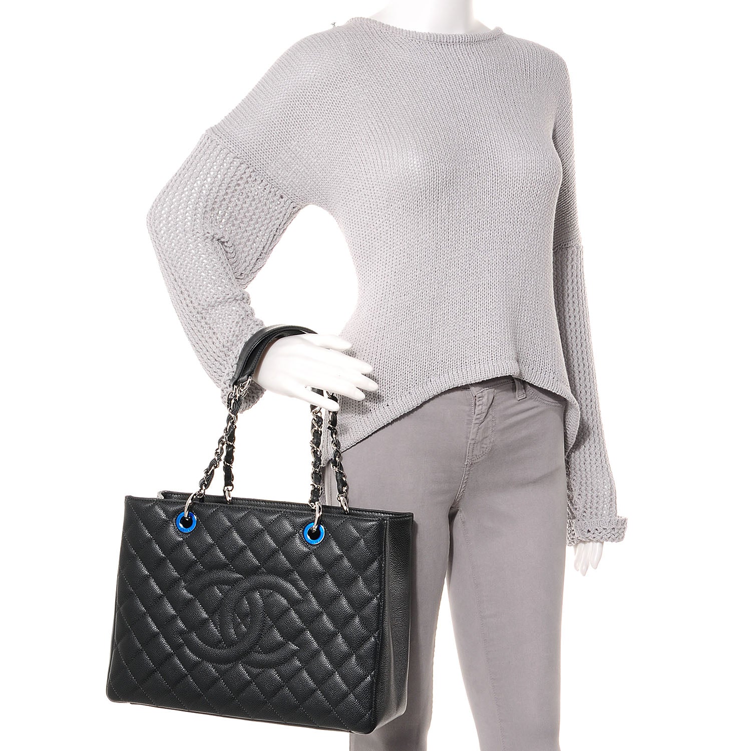 Chanel Caviar Grand Shopping Tote GST Dark Grey 2 of 8