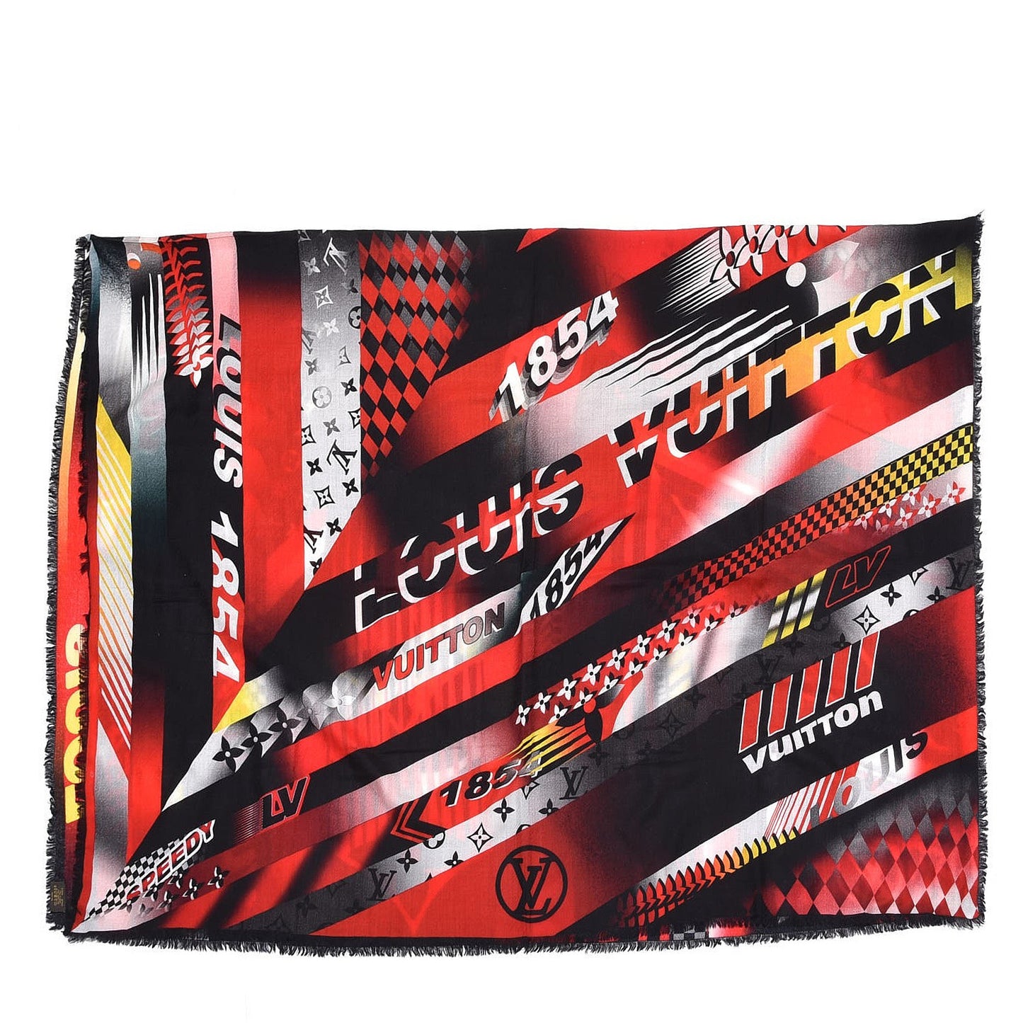 Wool Monogram Speedy Race Stole Red