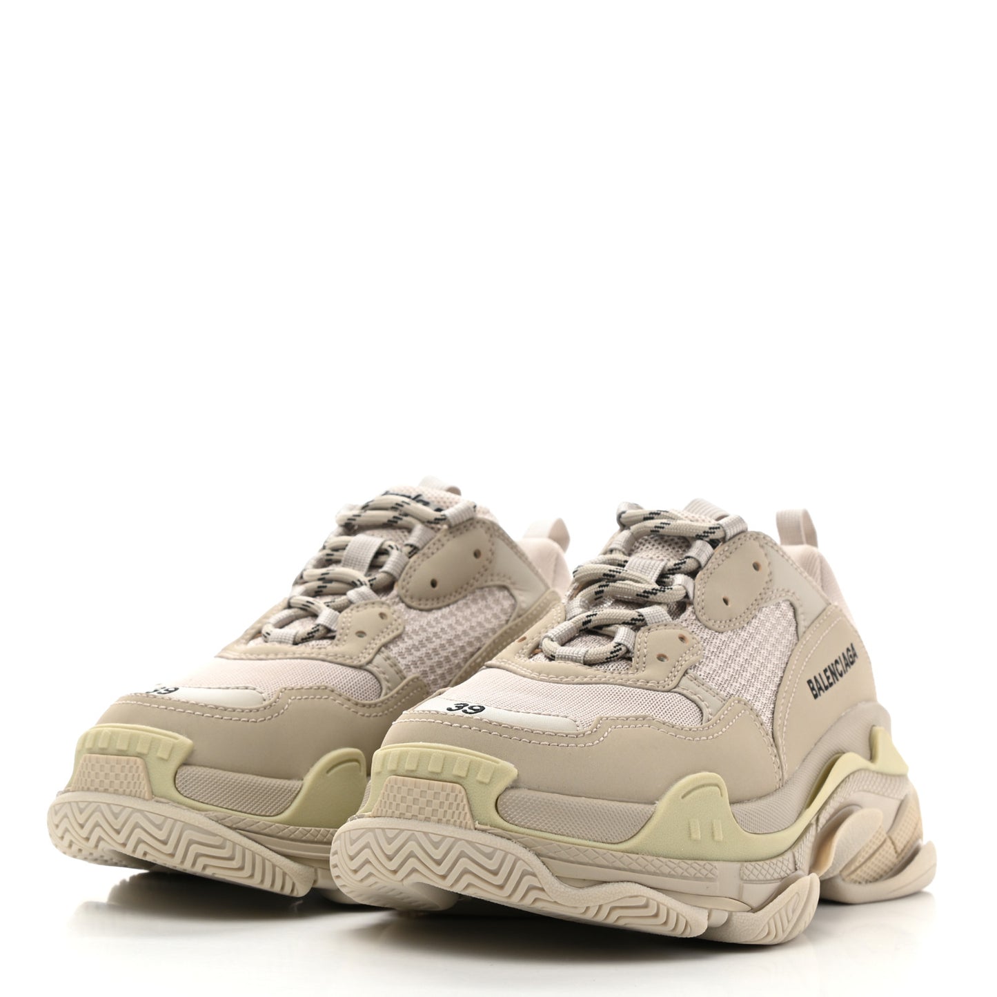 Fabric Mesh Womens Triple S Sneakers 39 Beige White