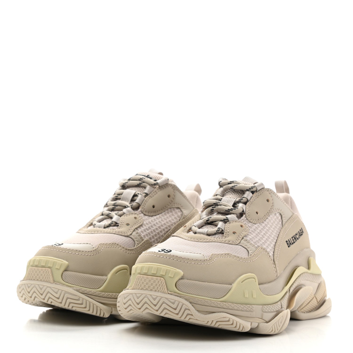 Balenciaga Fabric Mesh Womens Triple S Sneakers 39 Beige White 3 of 8