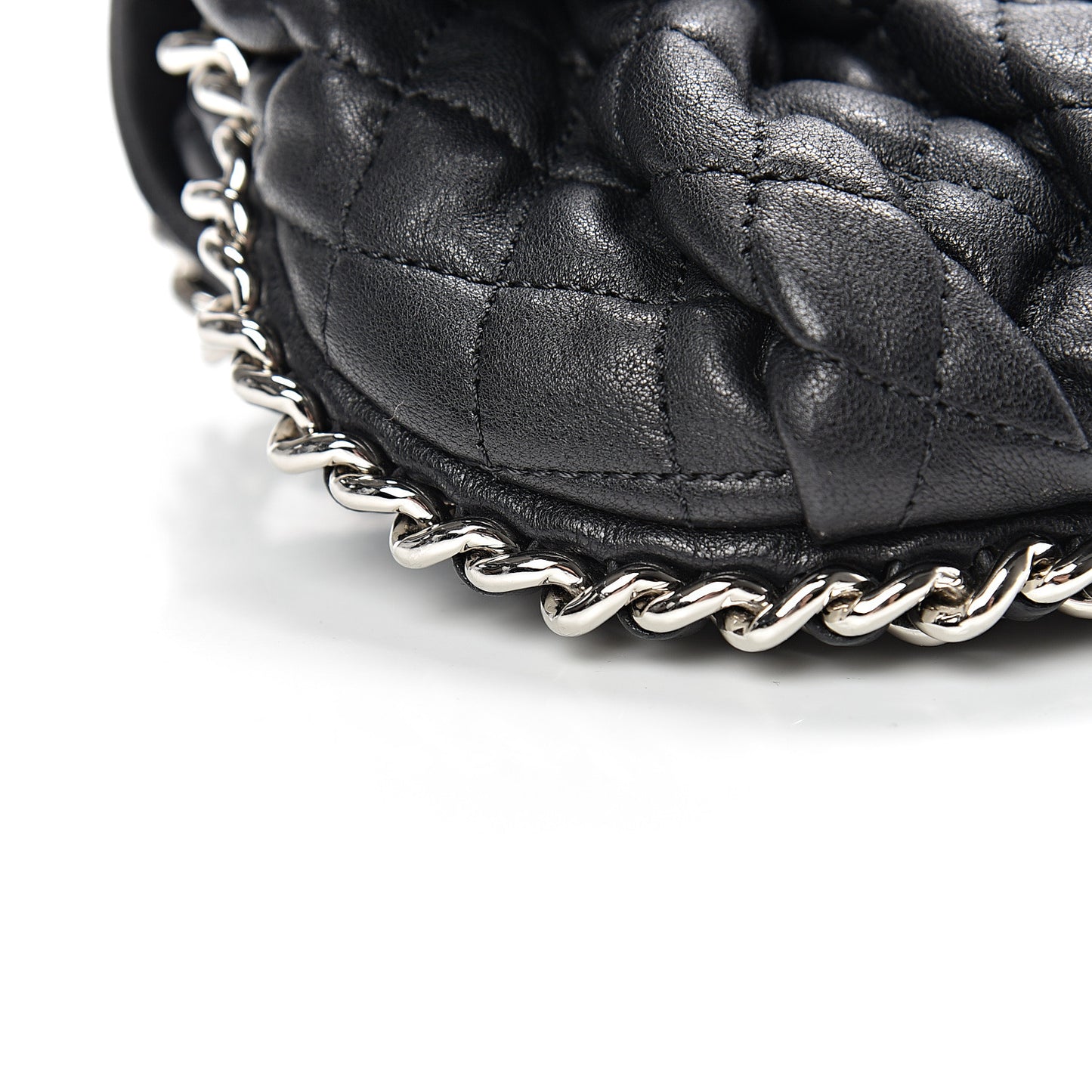 Washed Lambskin Quilted Mini Chain Around Flap Black