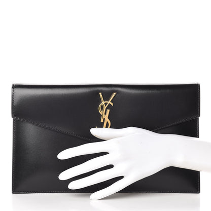 Saint Laurent Smooth Shiny Calfskin Monogram Uptown Pouch Black 2 of 12