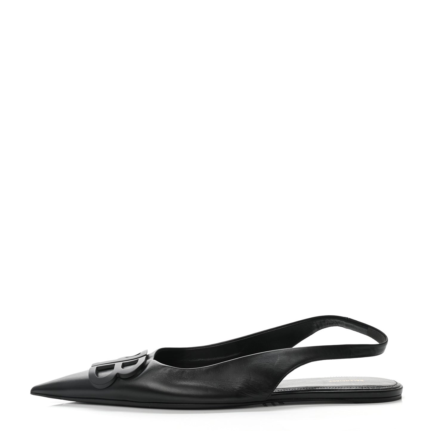 Calfskin BB Knife Pointy Toe Slingback Flats 40.5 Black