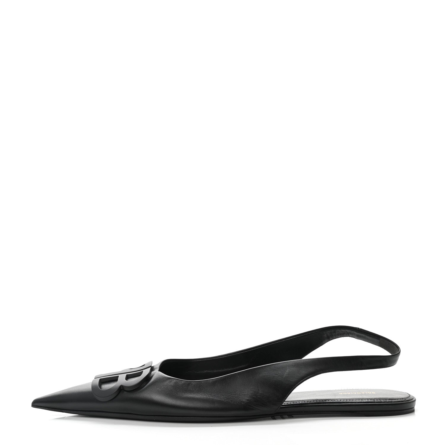 Balenciaga Calfskin BB Knife Pointy Toe Slingback Flats 40.5 Black 1 of 10