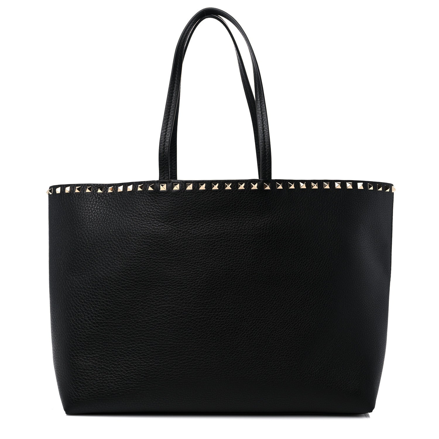 Valentino Garavani Grained Calfskin Rockstud Shoulder Tote Black 1 of 10