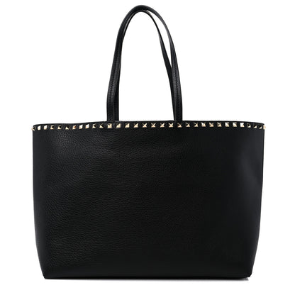 Valentino Garavani Grained Calfskin Rockstud Shoulder Tote Black 1 of 10