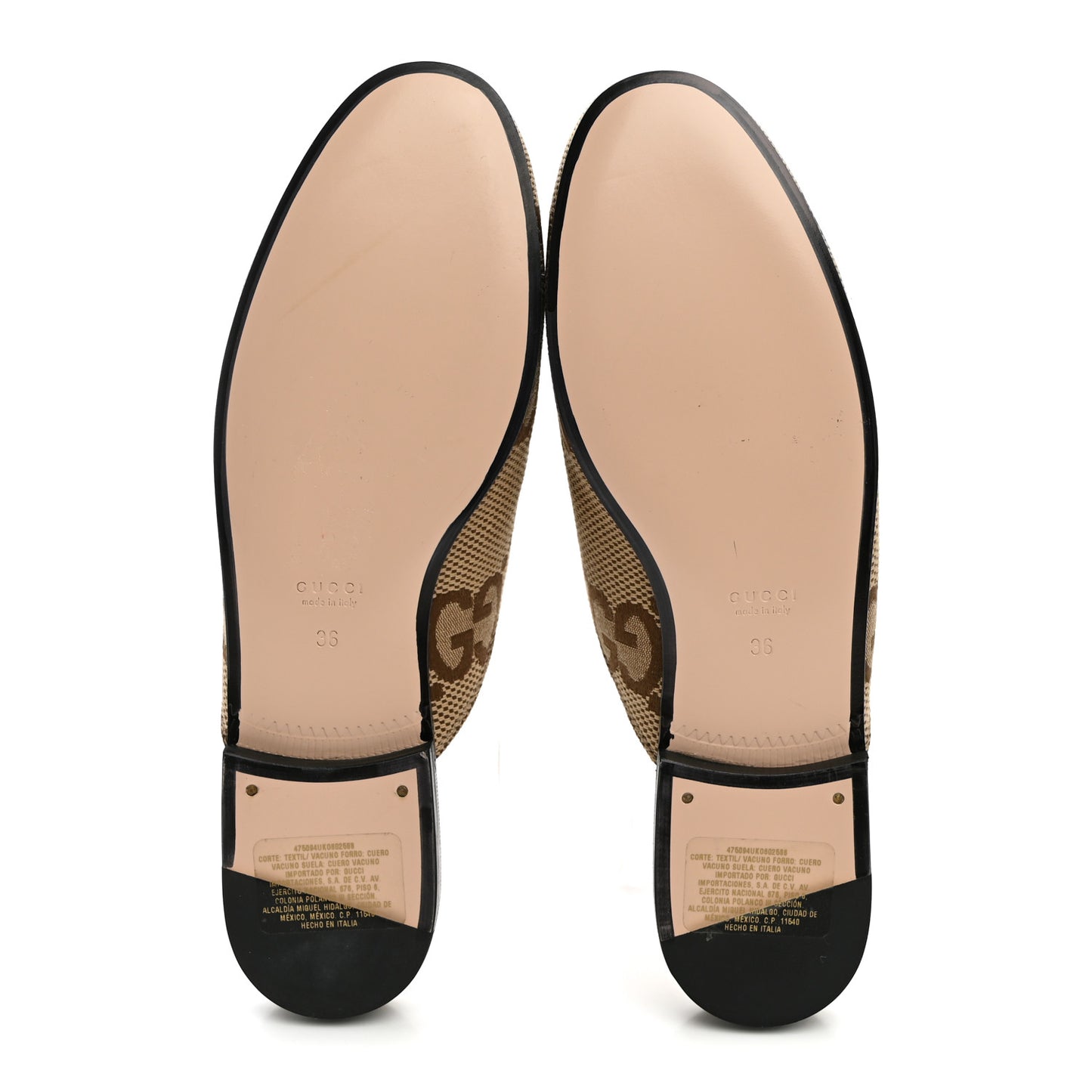 Monogram Jumbo GG Malaga Kid Womens Princetown Slippers 36 Camel Ebony New Acero Beige