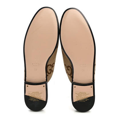 Gucci Monogram Jumbo GG Malaga Kid Womens Princetown Slippers 36 Camel Ebony New Acero Beige 7 of 9
