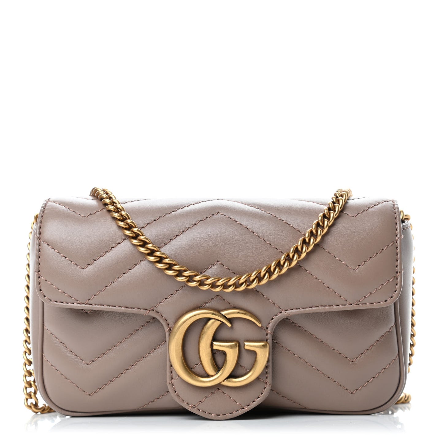 Calfskin Matelasse Super Mini GG Marmont Shoulder Bag Porcelain Rose