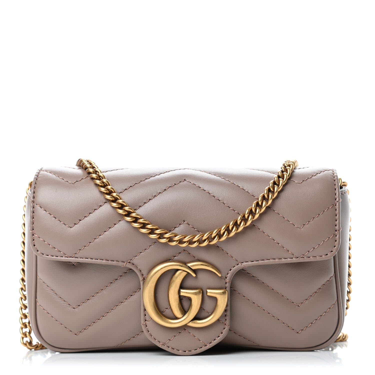 Gucci Calfskin Matelasse Super Mini GG Marmont Shoulder Bag Porcelain Rose 1 of 4