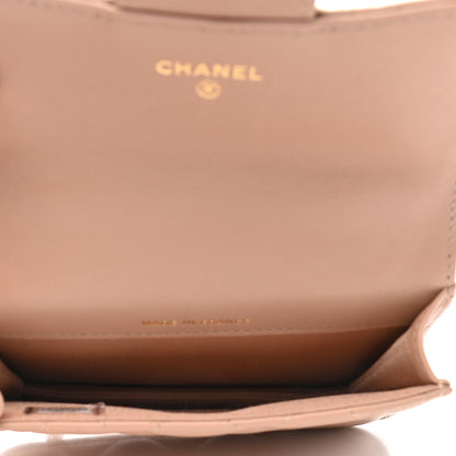 Chanel Lambskin Quilted Top Handle Flap Coin Purse With Chain Beige 5 of 11