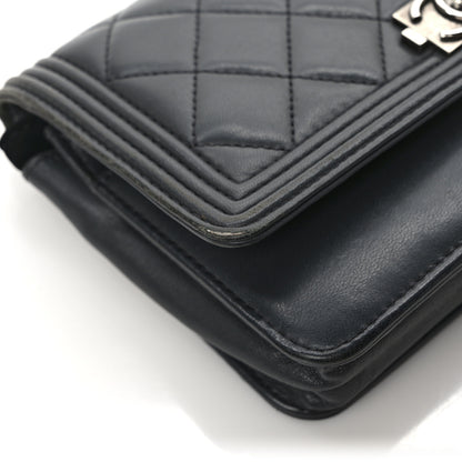 Chanel Lambskin Quilted Boy Wallet On Chain WOC Dark Grey 10 of 12