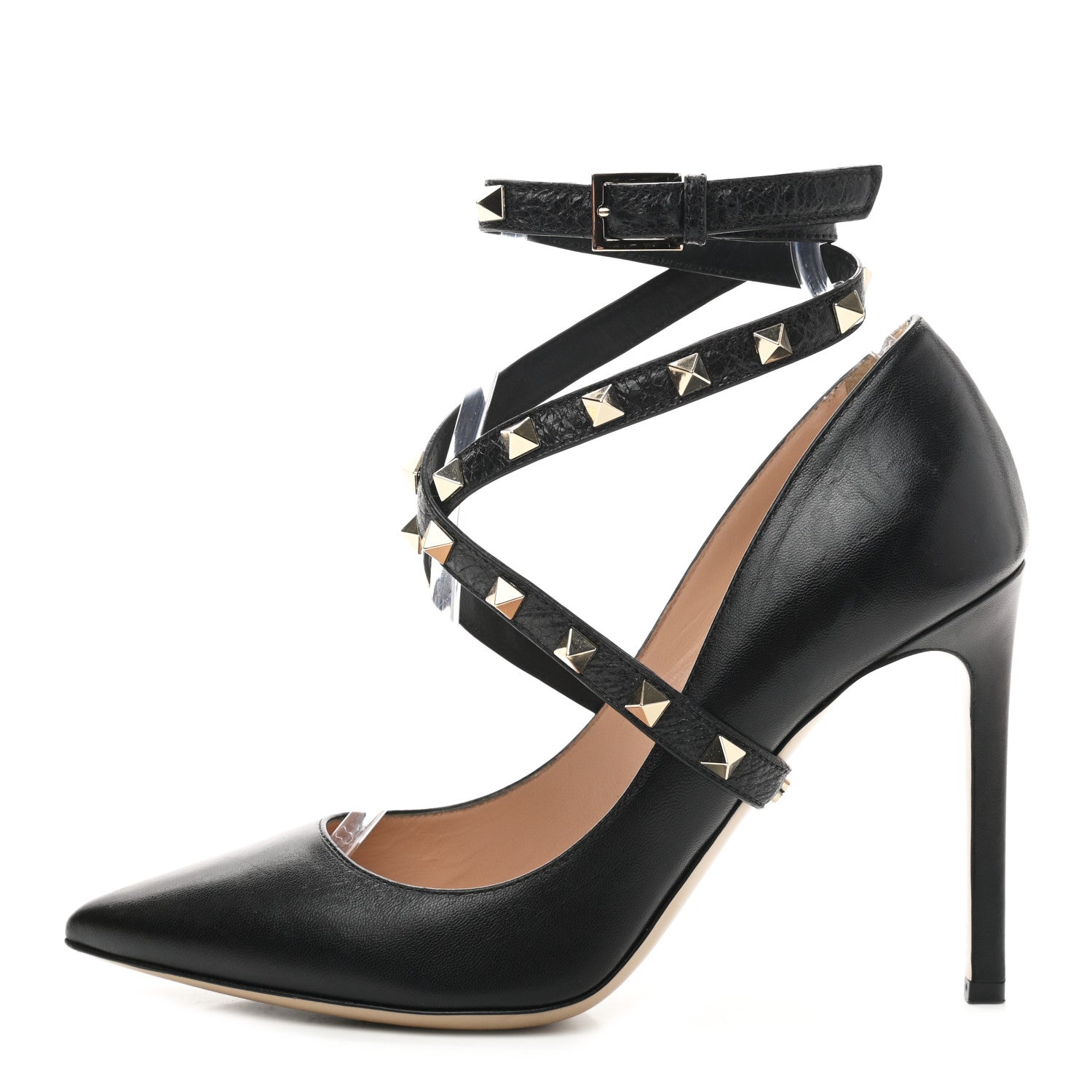 Valentino Garavani Nappa Rockstud Studwrap Strap 105mm Pumps 37 Black 1 of 12