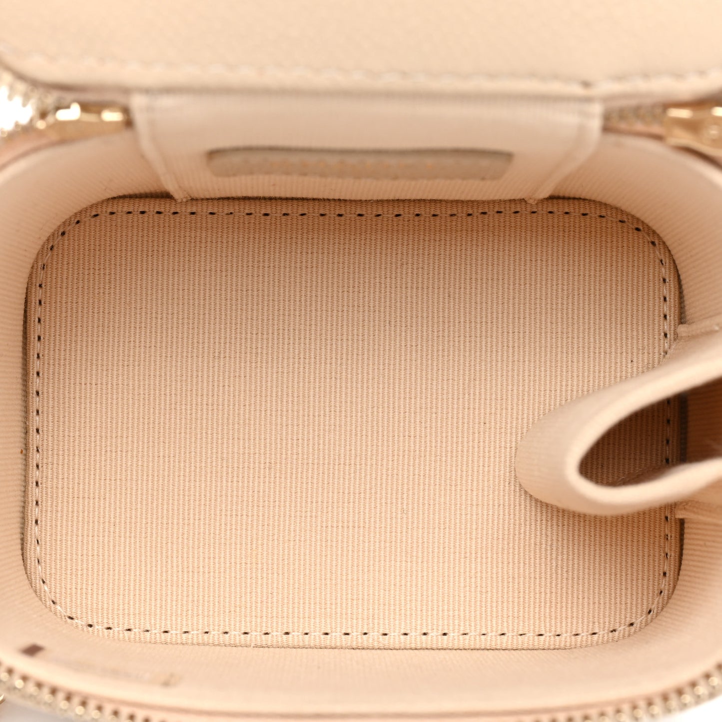 Caviar Quilted Tiny CC Mini Vanity Case With Chain Beige
