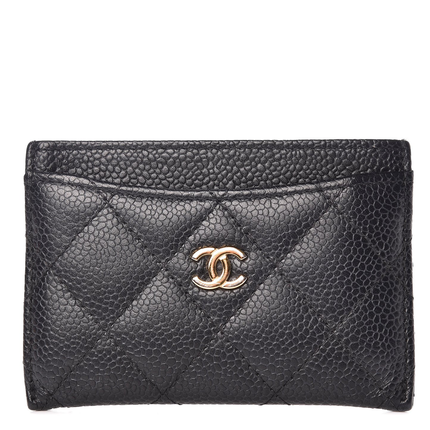 Caviar Quilted Card Holder Black