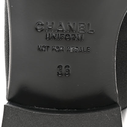 Chanel Calfskin Elastic Lace Up Cap Toe CC Loafers 36 Black 8 of 9