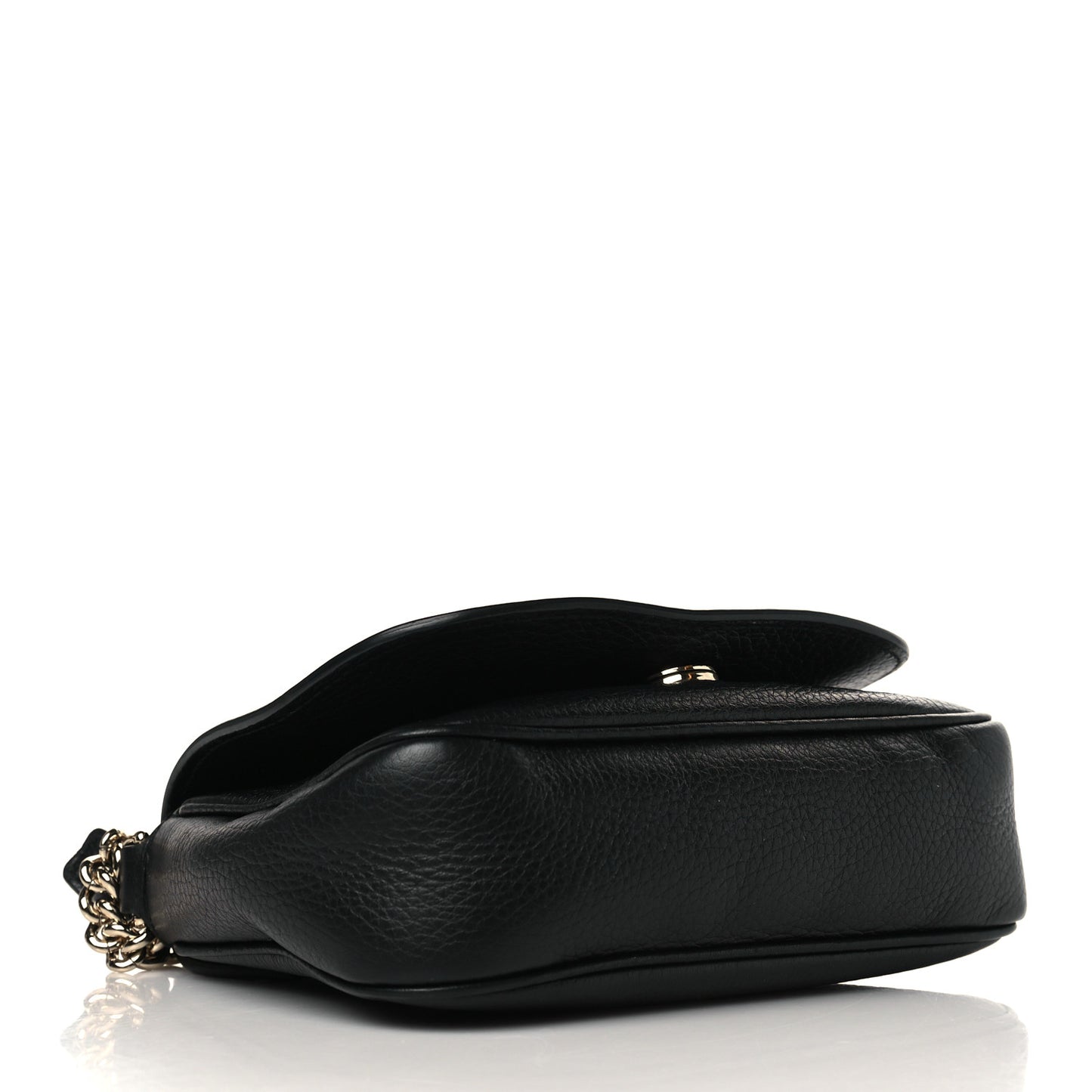 Pebbled Calfskin Small Soho Flap Crossbody Black