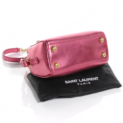 Saint Laurent Metallic Leather Classic Duffle Toy Pink 4 of 8