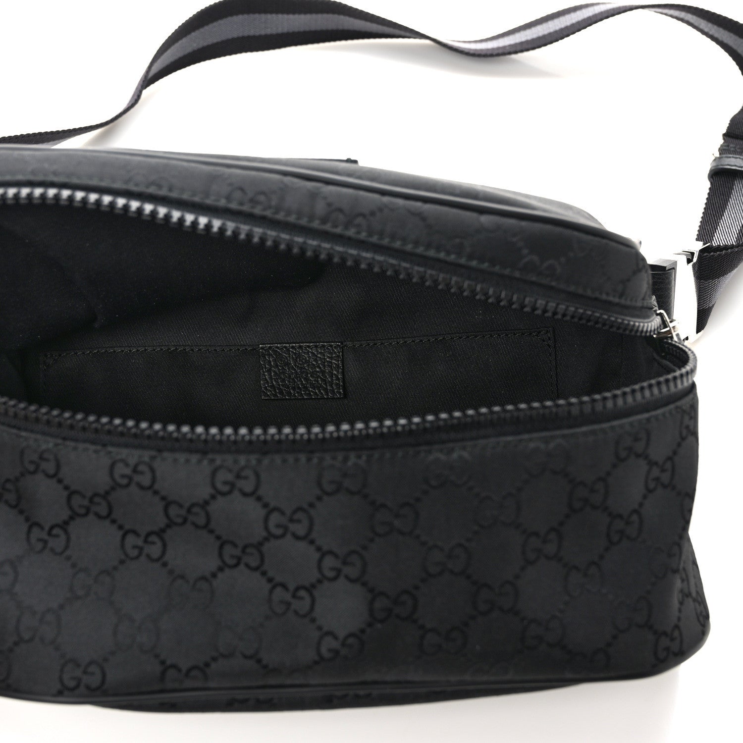 Gucci Nylon Monogram Fanny Pack Belt Bag Black 5 of 11