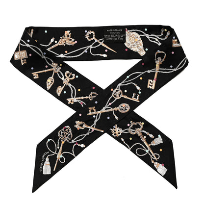 Hermes Silk Les Cles A Pois Twilly Black Beige Rose Multicolor 1 of 4